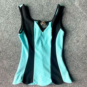 Kafe Design Pastel Mint Green black stripe Peplum  sleeveless top small